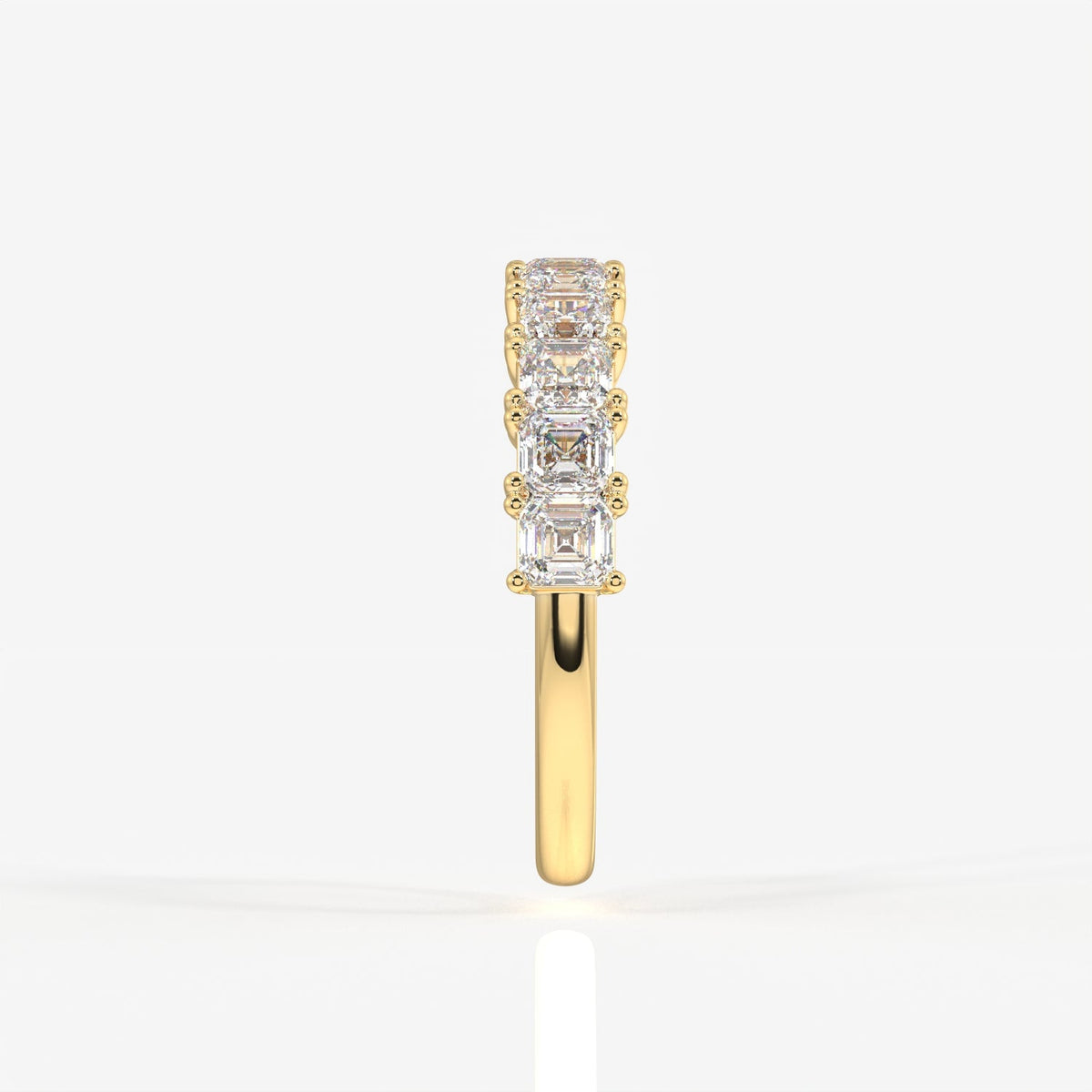 Asscher Cut Moissanite Diamond Wedding Band Sterling Silver Ring