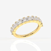 Asscher Cut Moissanite Diamond Wedding Band Sterling Silver Ring
