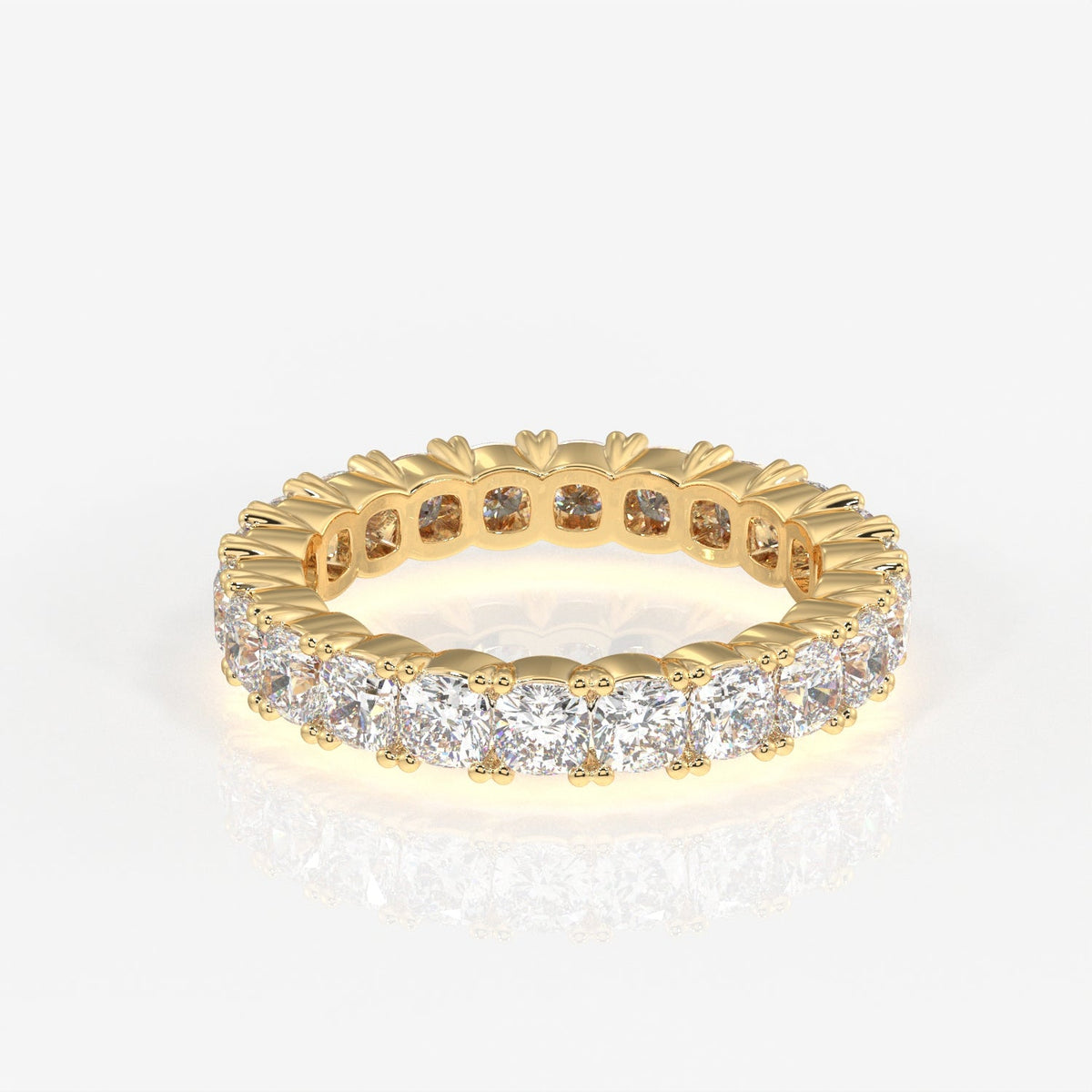 Cushion Cut Moissanite Diamond Eternity Band Sterling Silver Ring