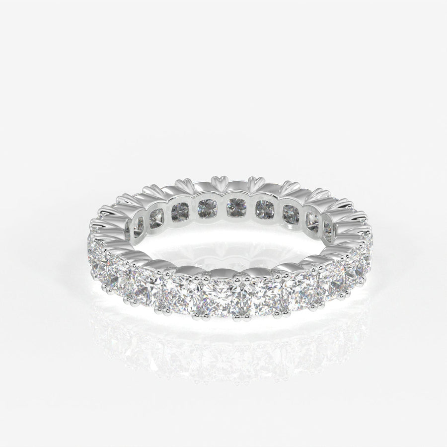 Cushion Cut Moissanite Diamond Eternity Band Sterling Silver Ring