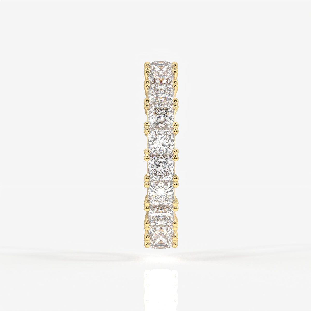 Princess Cut Moissanite Diamond Eternity Band Sterling Silver Ring