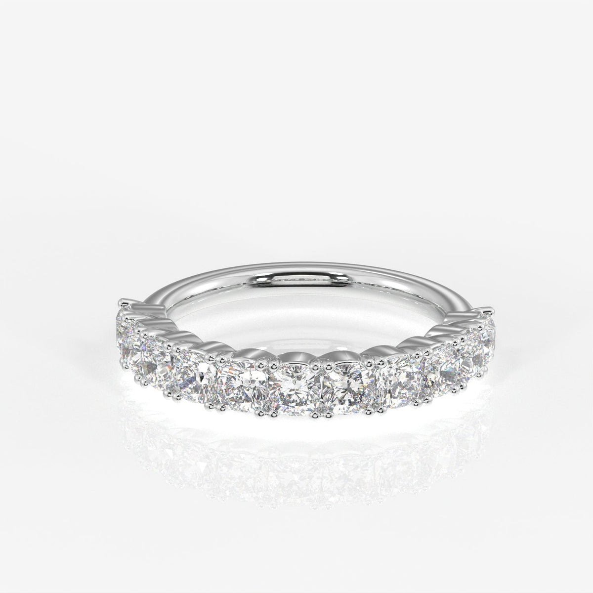 Cushion Cut Moissanite Diamond Wedding Band Sterling Silver Ring