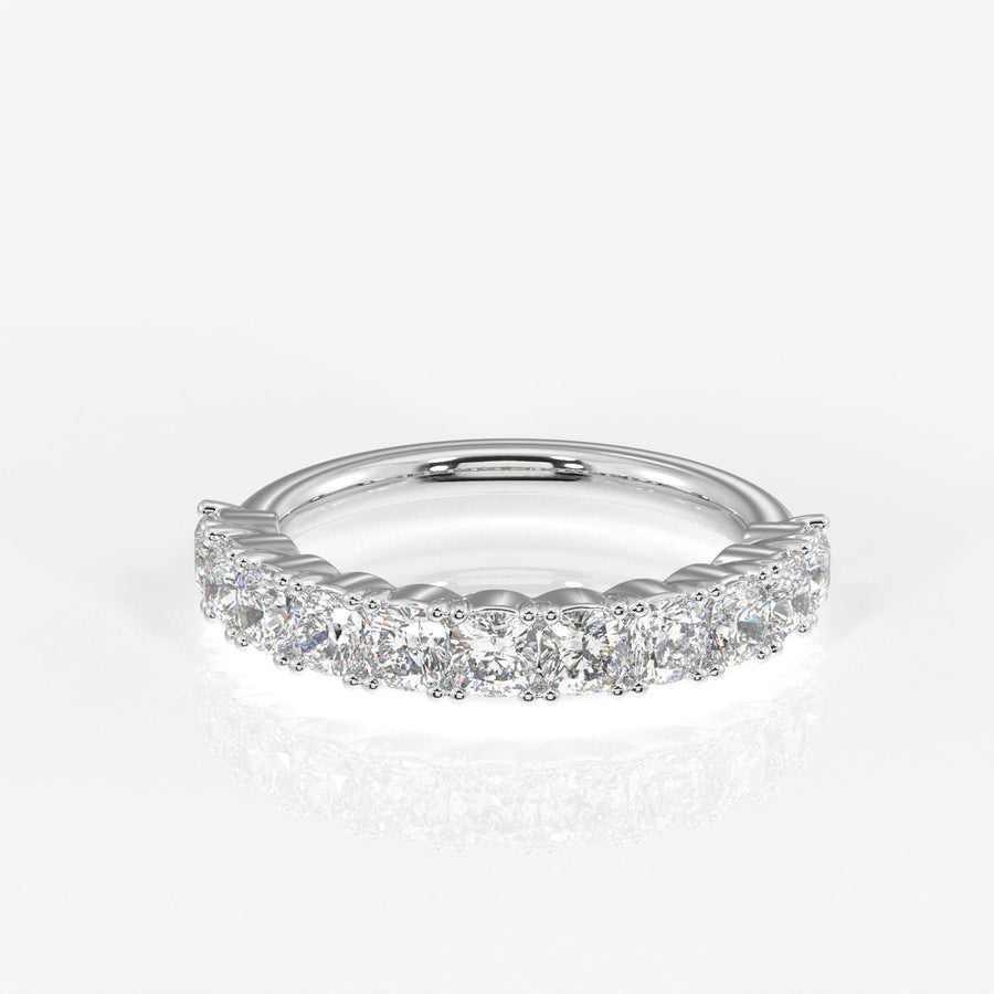 Cushion Cut Moissanite Diamond Wedding Band Sterling Silver Ring