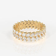 Pear Cut Moissanite Diamond Eternity Band Sterling Silver Ring