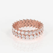 Pear Cut Moissanite Diamond Eternity Band Sterling Silver Ring