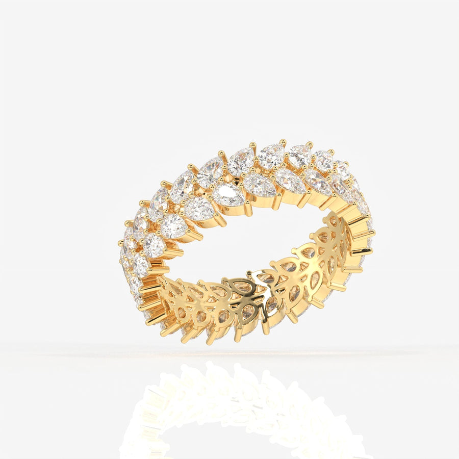 Pear Cut Moissanite Diamond Eternity Band Sterling Silver Ring