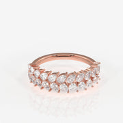 Pear Cut Moissanite Diamond Wedding Band Sterling Silver Ring