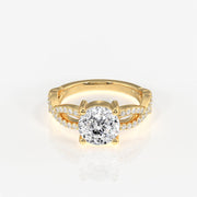 Portuguese Cut Moissanite Diamond Twisted Engagement Sterling Silver Ring