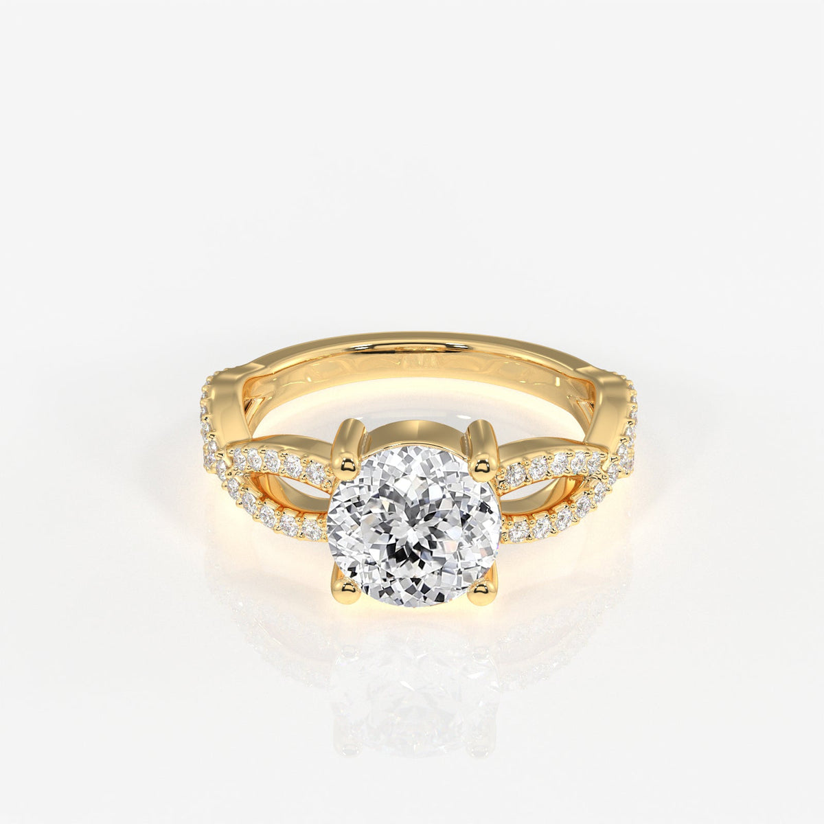 Portuguese Cut Moissanite Diamond Twisted Engagement Sterling Silver Ring