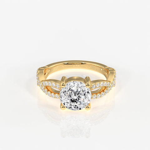 Portuguese Cut Moissanite Diamond Twisted Engagement Sterling Silver Ring
