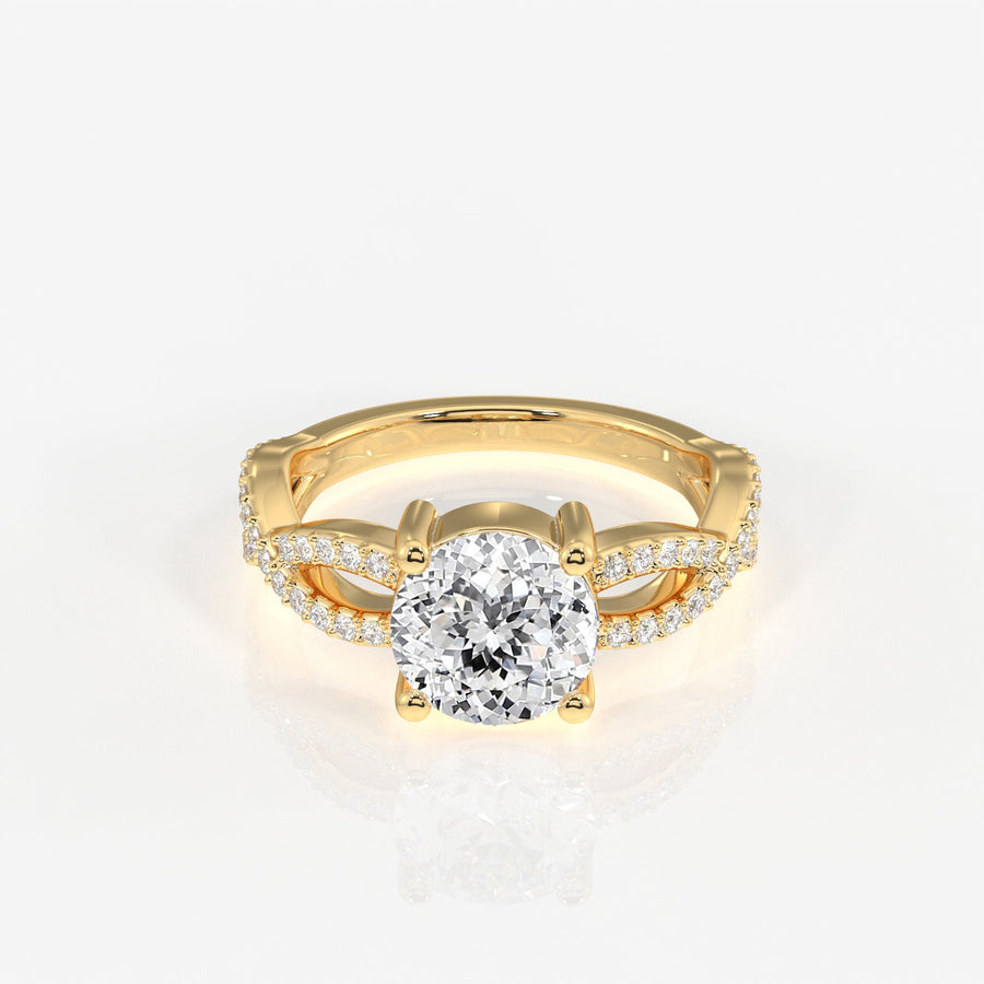 Portuguese Cut Moissanite Diamond Twisted Engagement Sterling Silver Ring