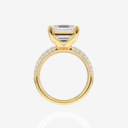 Asscher Cut Moissanite Diamond Three Layer Pave Sterling Silver Ring