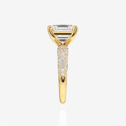 Asscher Cut Moissanite Diamond Three Layer Pave Sterling Silver Ring