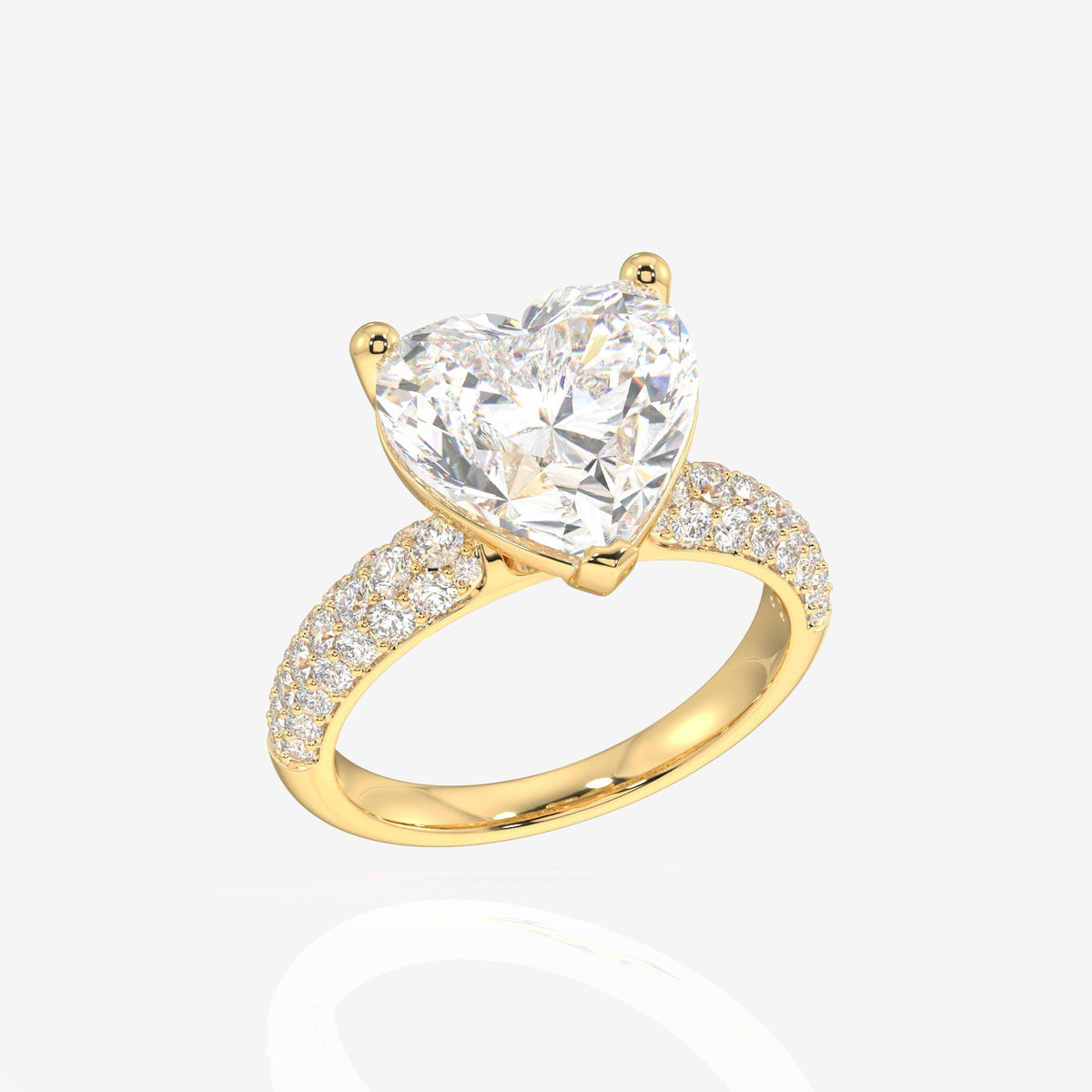 Heart Cut Moissanite Diamond Three Layer Pave Sterling Silver Ring