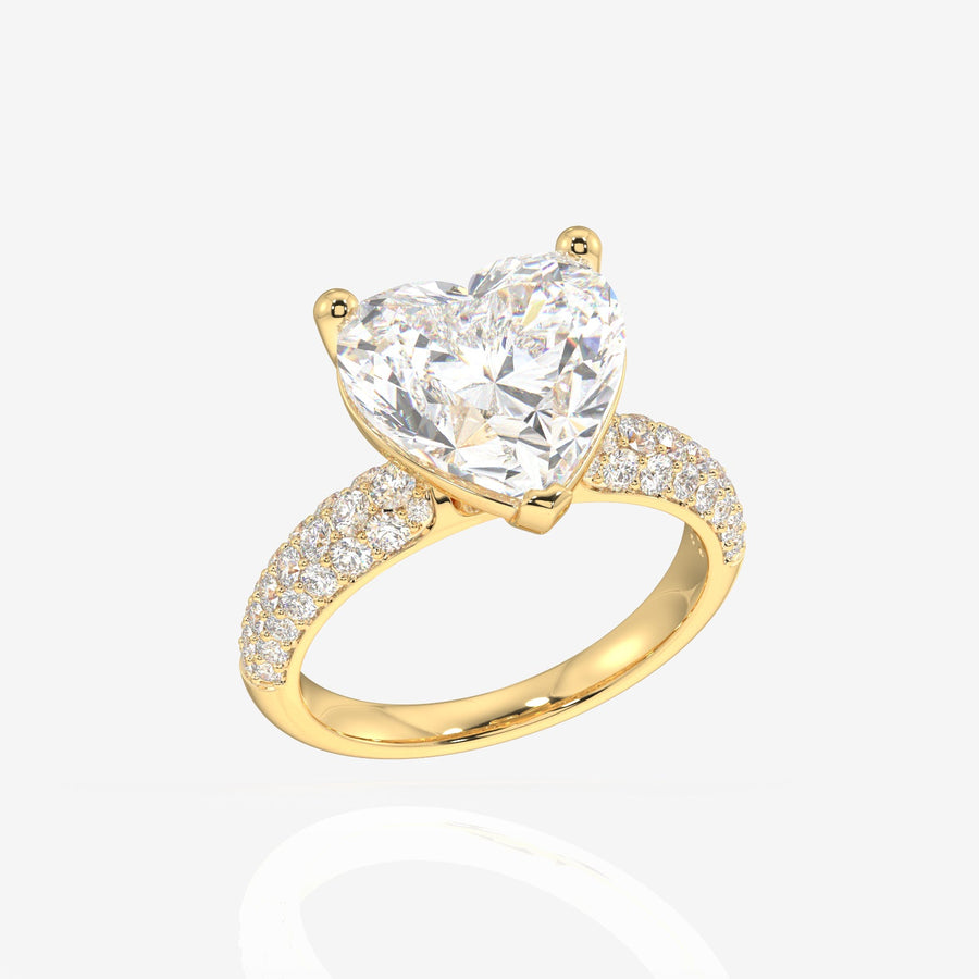 Heart Cut Moissanite Diamond Three Layer Pave Sterling Silver Ring