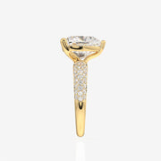 Heart Cut Moissanite Diamond Three Layer Pave Sterling Silver Ring