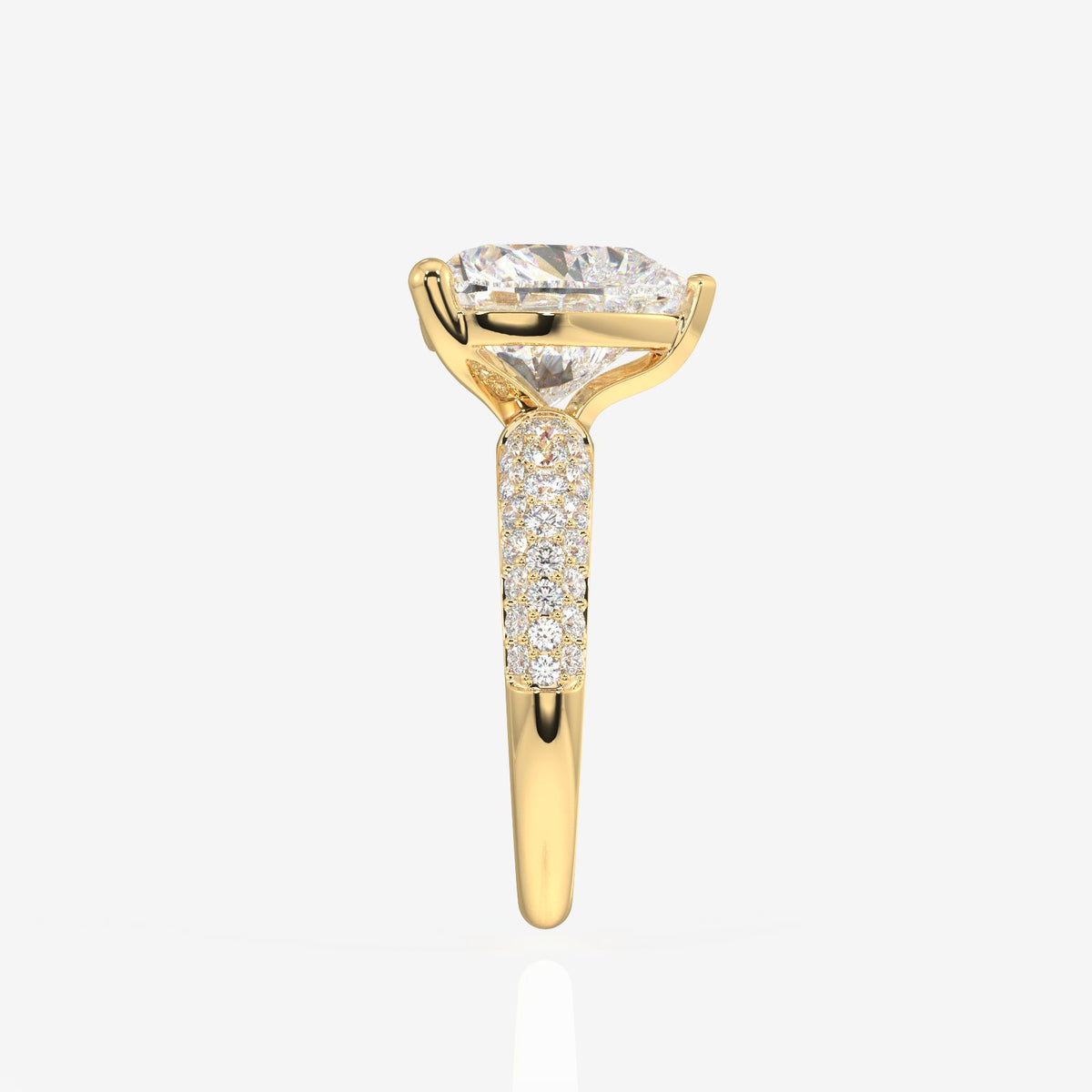 Heart Cut Moissanite Diamond Three Layer Pave Sterling Silver Ring