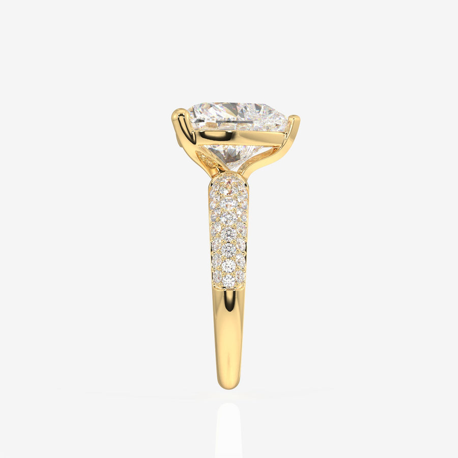 Heart Cut Moissanite Diamond Three Layer Pave Sterling Silver Ring