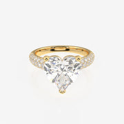 Heart Cut Moissanite Diamond Three Layer Pave Sterling Silver Ring