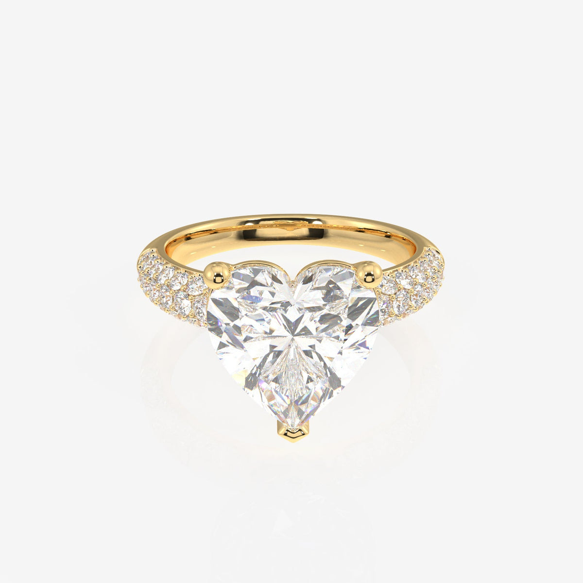 Heart Cut Moissanite Diamond Three Layer Pave Sterling Silver Ring