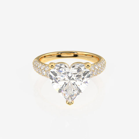 Heart Cut Moissanite Diamond Three Layer Pave Sterling Silver Ring