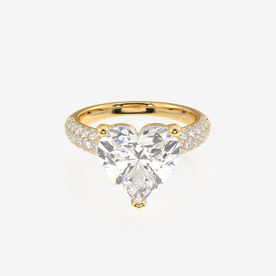Heart Cut Moissanite Diamond Three Layer Pave Sterling Silver Ring