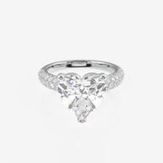 Heart Cut Moissanite Diamond Three Layer Pave Sterling Silver Ring