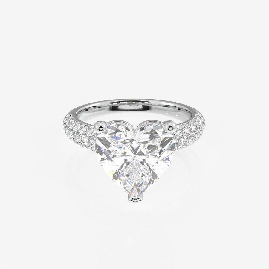 Heart Cut Moissanite Diamond Three Layer Pave Sterling Silver Ring