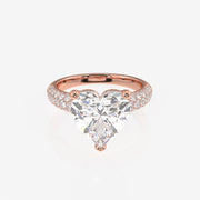 Heart Cut Moissanite Diamond Three Layer Pave Sterling Silver Ring