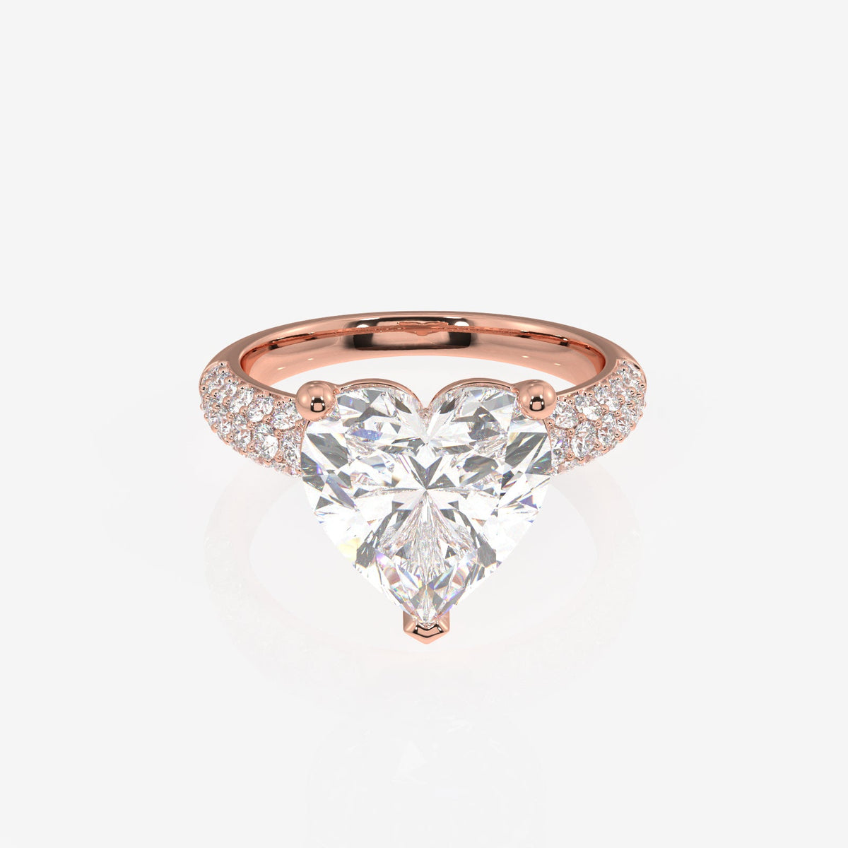 Heart Cut Moissanite Diamond Three Layer Pave Sterling Silver Ring