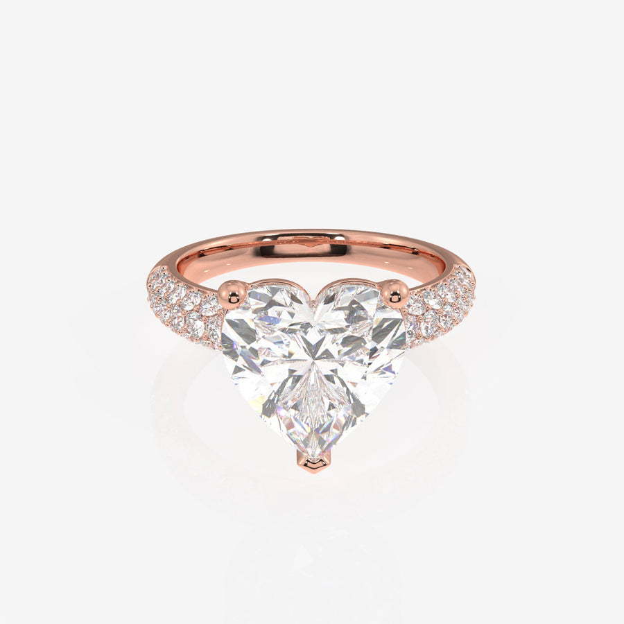 Heart Cut Moissanite Diamond Three Layer Pave Sterling Silver Ring