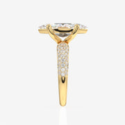 Marquise Cut Moissanite Diamond Three Layer Pave Sterling Silver Ring