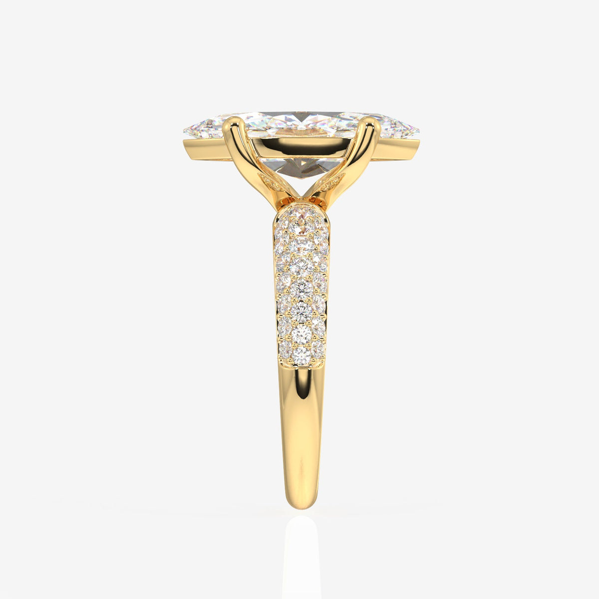 Marquise Cut Moissanite Diamond Three Layer Pave Sterling Silver Ring