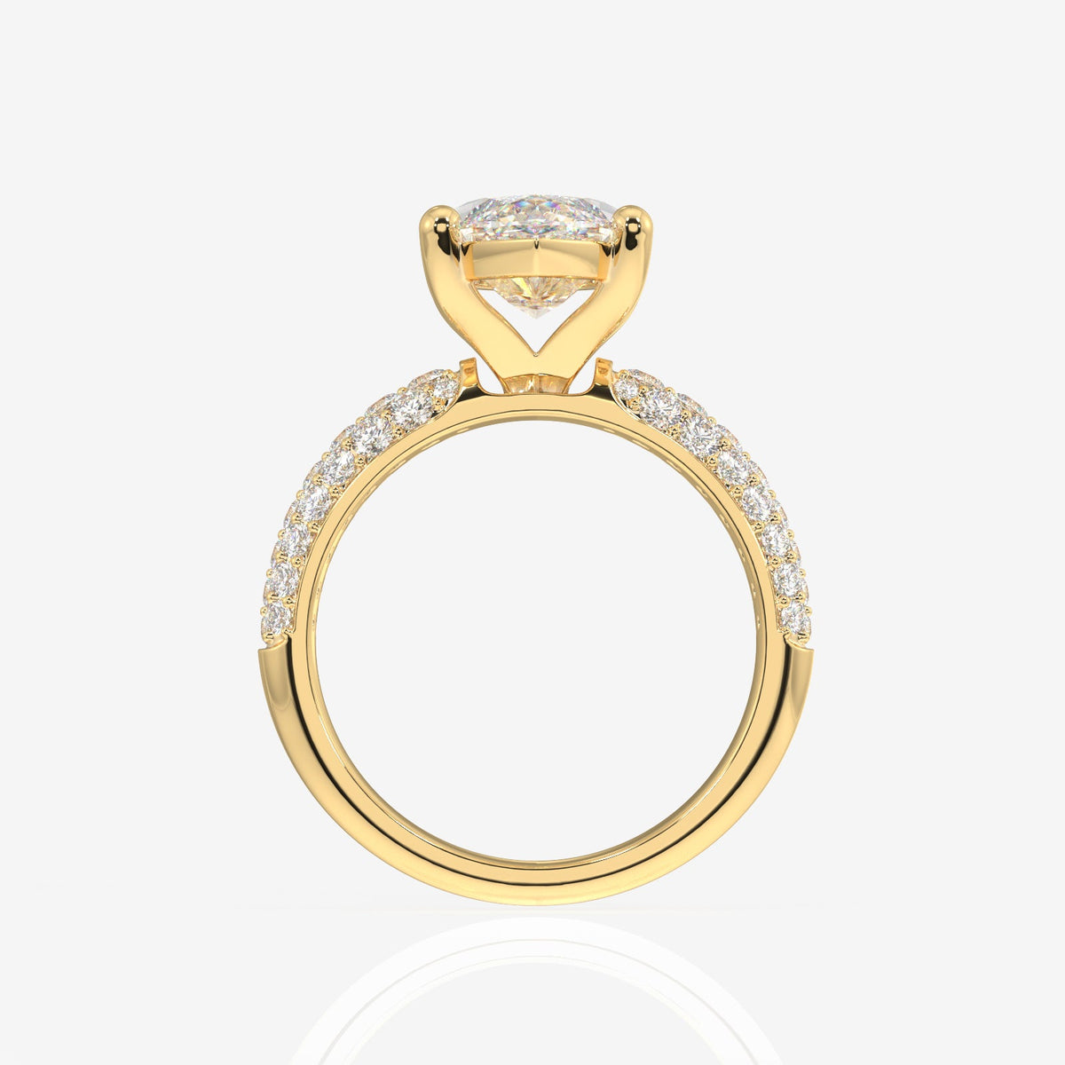 Marquise Cut Moissanite Diamond Three Layer Pave Sterling Silver Ring
