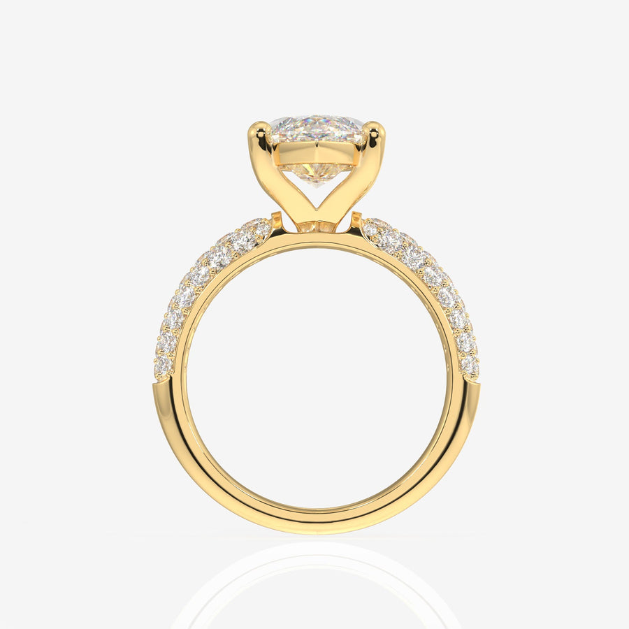 Marquise Cut Moissanite Diamond Three Layer Pave Sterling Silver Ring