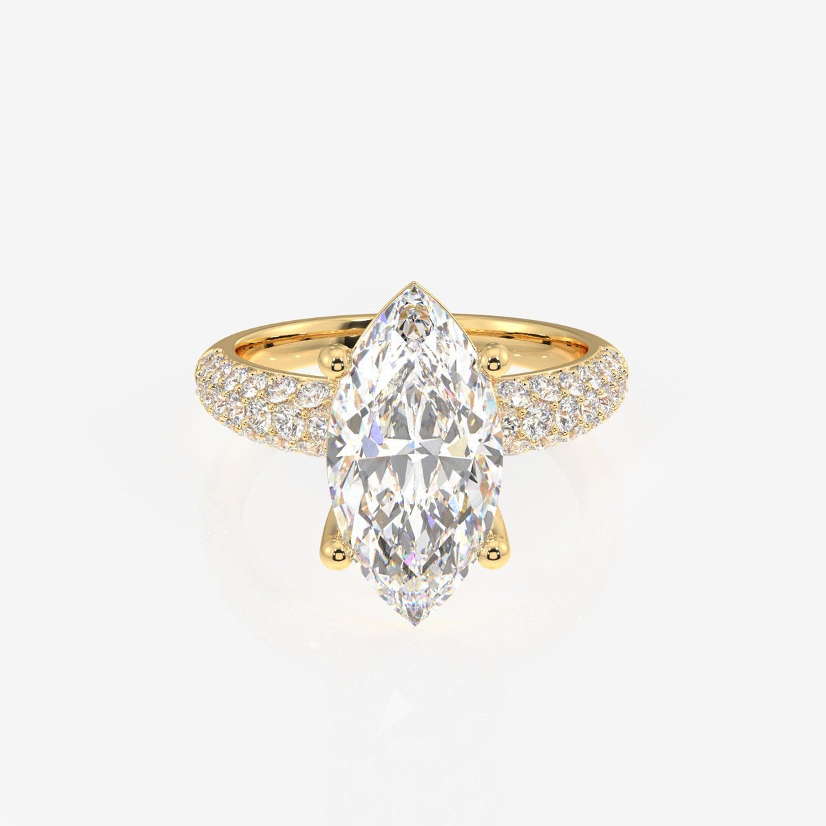 Marquise Cut Moissanite Diamond Three Layer Pave Sterling Silver Ring