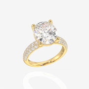 Oval Cut Moissanite Diamond Three Layer Pave Sterling Silver Ring