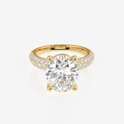 Oval Cut Moissanite Diamond Three Layer Pave Sterling Silver Ring
