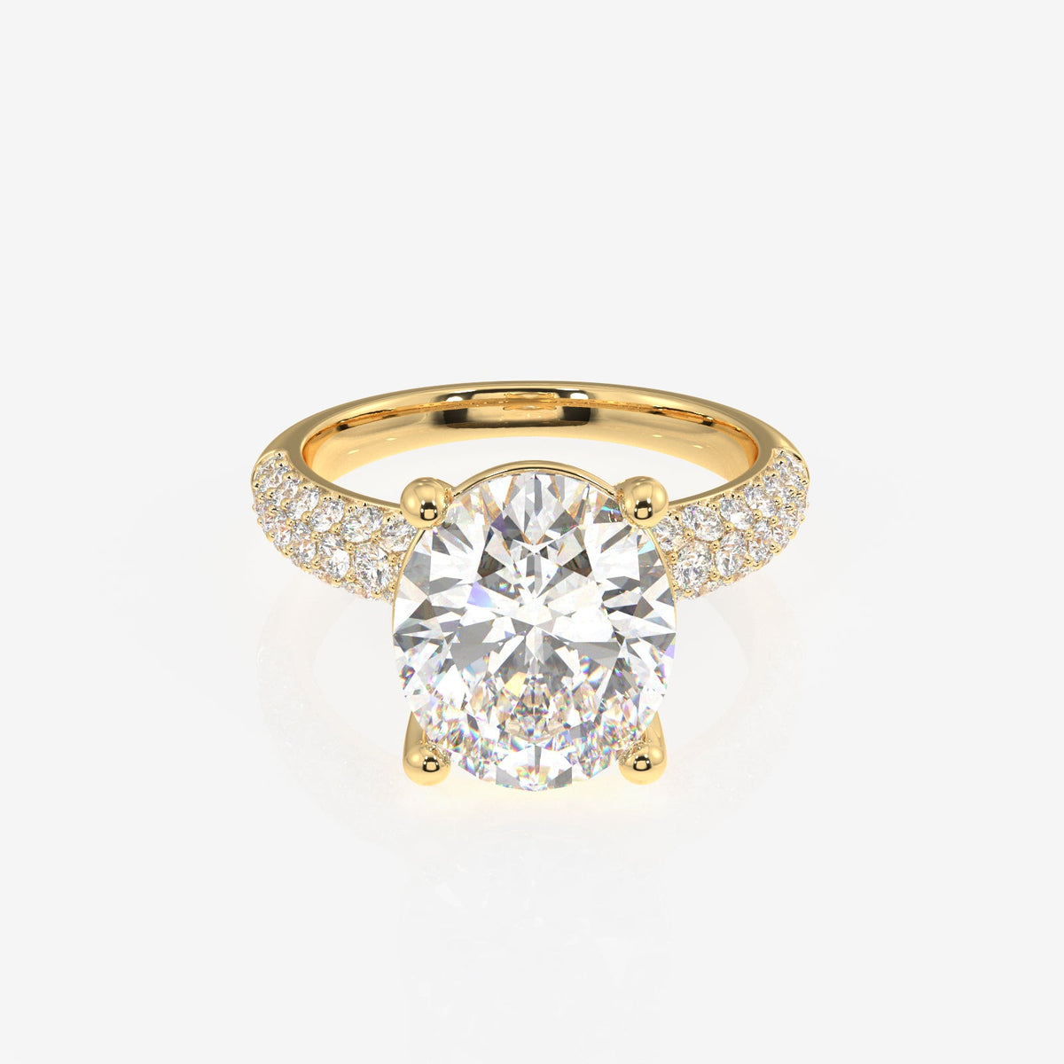 Oval Cut Moissanite Diamond Three Layer Pave Sterling Silver Ring