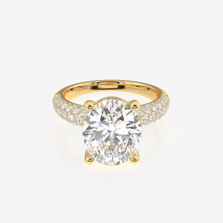 Oval Cut Moissanite Diamond Three Layer Pave Sterling Silver Ring