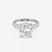 Oval Cut Moissanite Diamond Three Layer Pave Sterling Silver Ring