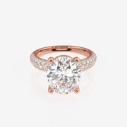 Oval Cut Moissanite Diamond Three Layer Pave Sterling Silver Ring