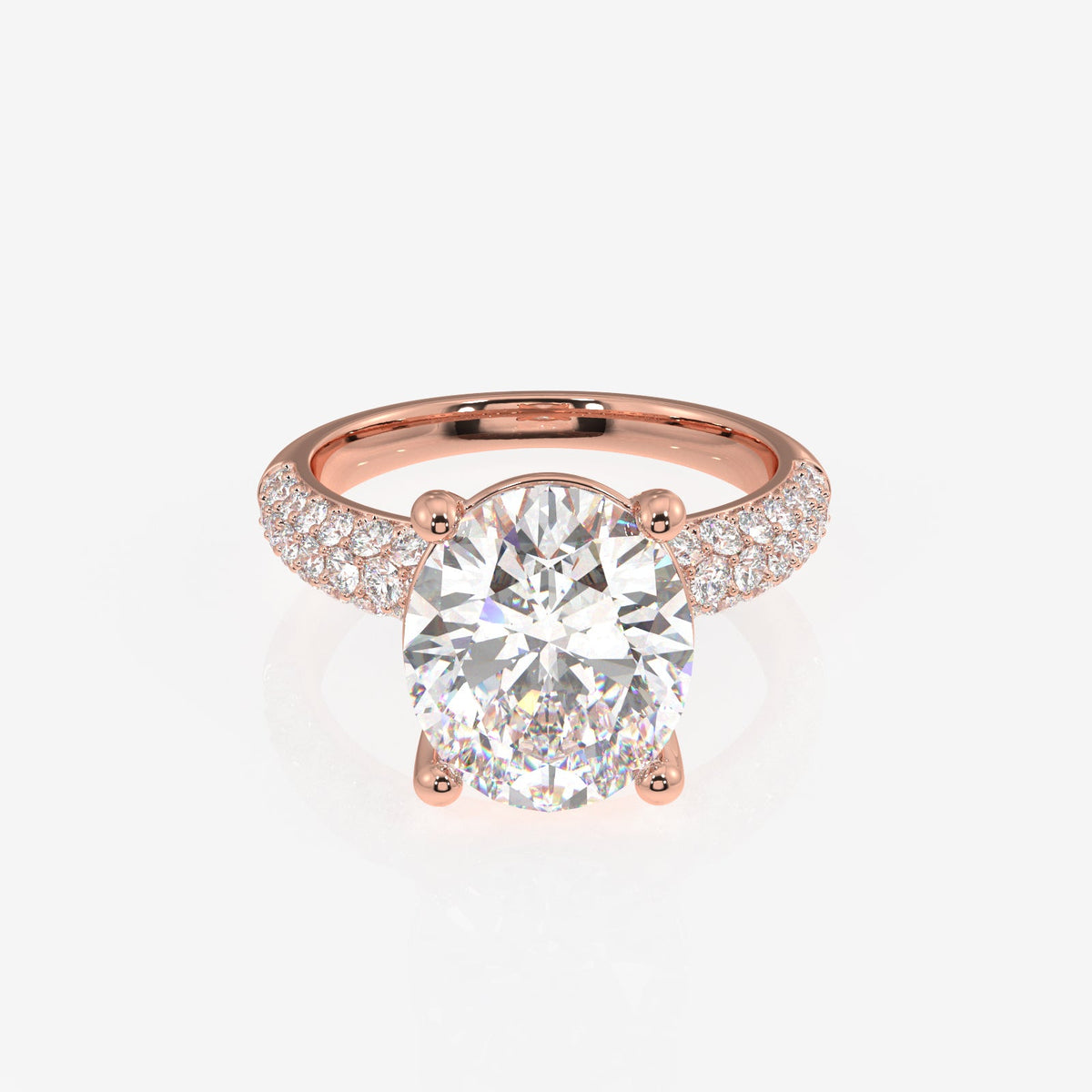 Oval Cut Moissanite Diamond Three Layer Pave Sterling Silver Ring