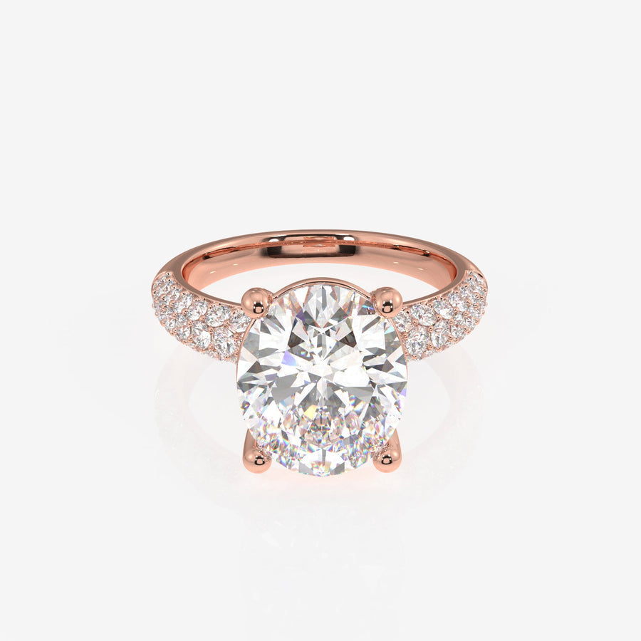 Oval Cut Moissanite Diamond Three Layer Pave Sterling Silver Ring