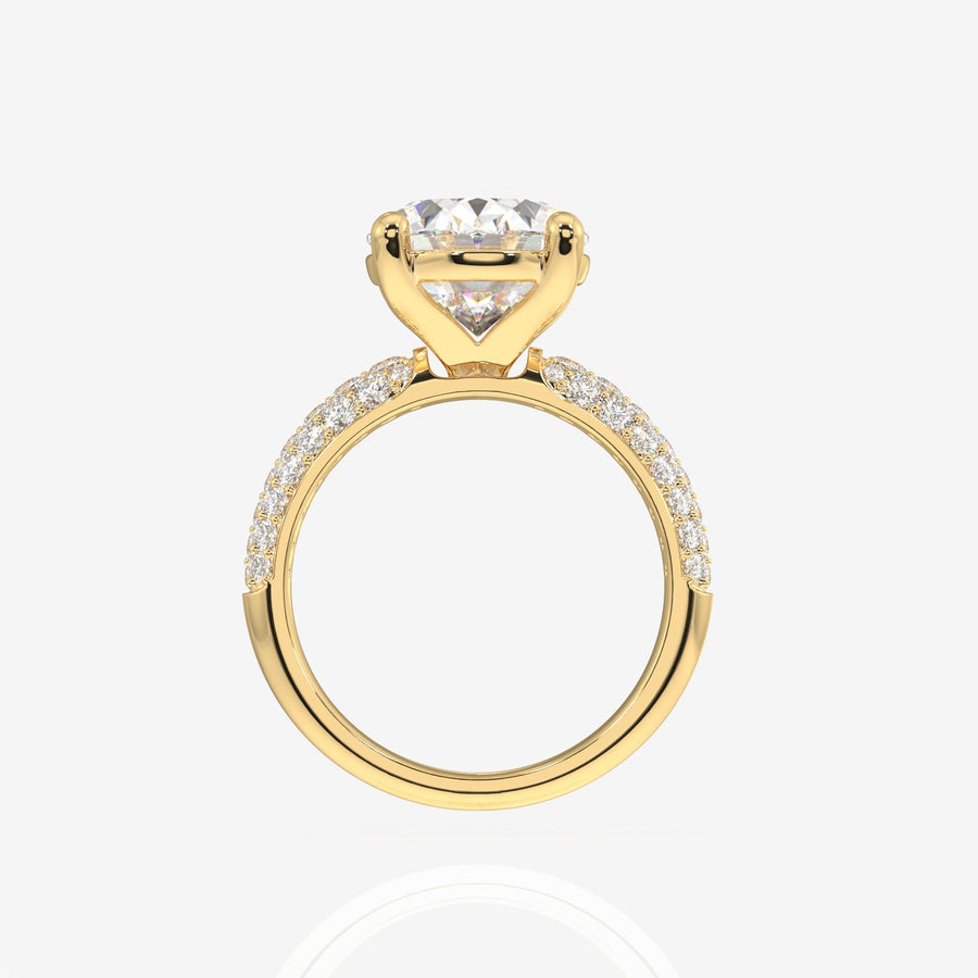 Oval Cut Moissanite Diamond Three Layer Pave Sterling Silver Ring