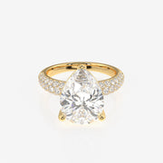 Pear Cut Moissanite Diamond Three Layer Pave Sterling Silver Ring