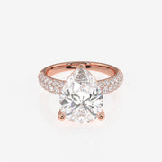 Pear Cut Moissanite Diamond Three Layer Pave Sterling Silver Ring