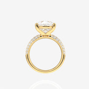 Pear Cut Moissanite Diamond Three Layer Pave Sterling Silver Ring