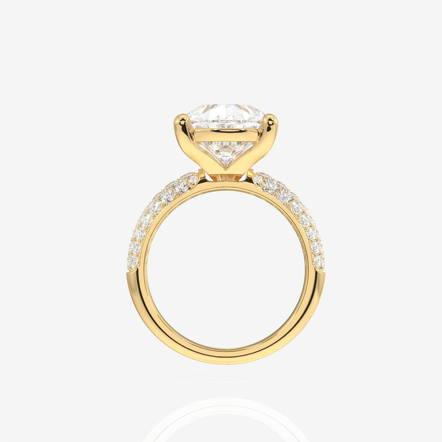 Pear Cut Moissanite Diamond Three Layer Pave Sterling Silver Ring