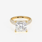 Princess Cut Moissanite Diamond Three Layer Pave Sterling Silver Ring
